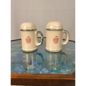 Country Apple Salt Pepper Shakers Farmhouse Spongeware
